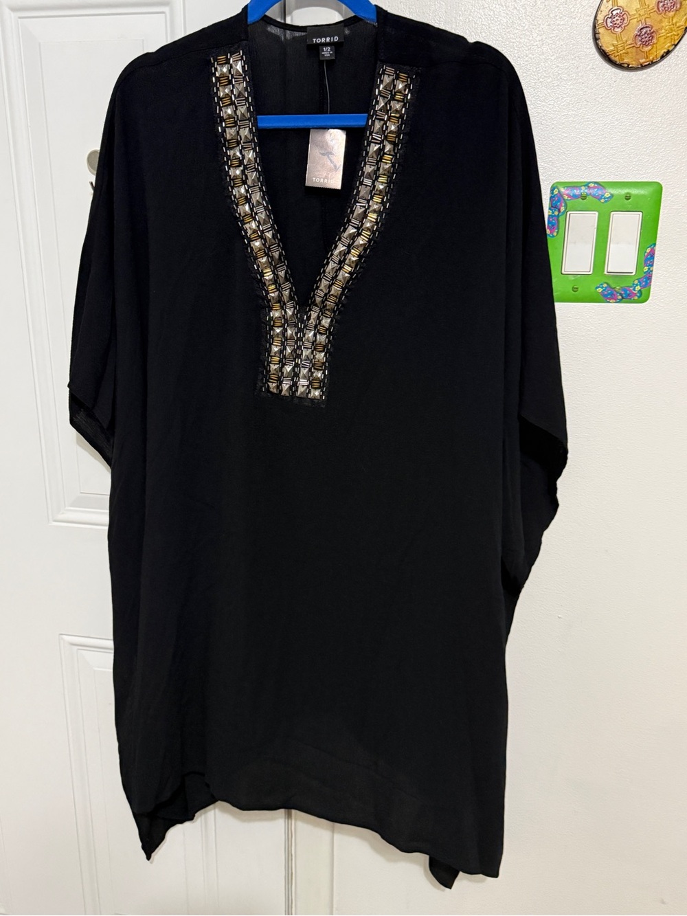 torrid Black Embellished V-Neck Swim Coverup